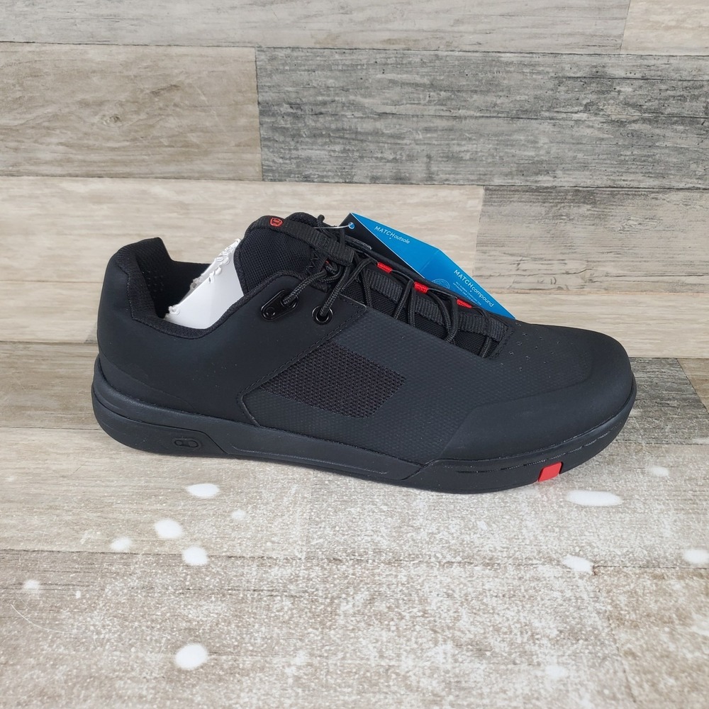 Crankbrothers Stamp Lace Mens Shoe Sz 9.5 Black Red Leather Lace Up Bike Sneaker